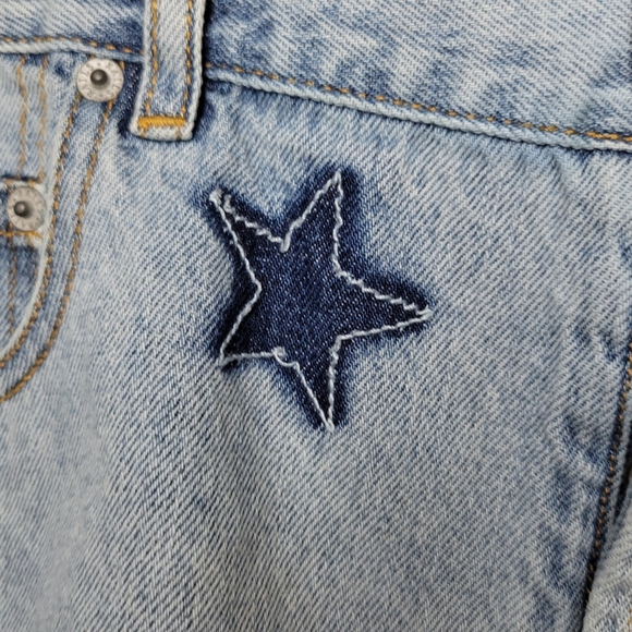 Rails Logan Star Denim Shorts Size 30 Medium Wash Button Fly 100% Cotton - Picture 5 of 12